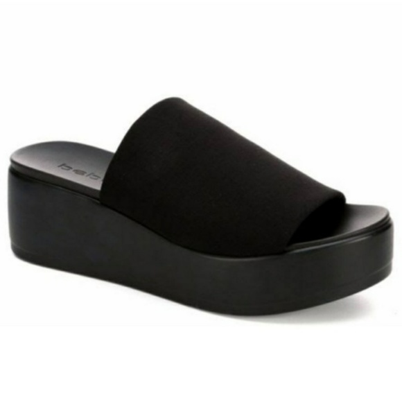 bebe black platform sandals